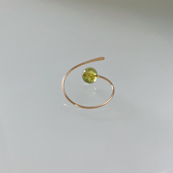 [14KGF] 橄欖石線戒指·八月誕生石 第3張的照片