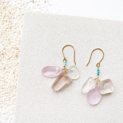 Frost quartz earrings -pink- 1枚目の画像