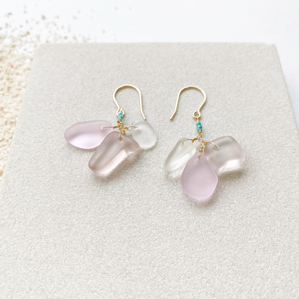 Frost quartz earrings -pink- 4枚目の画像