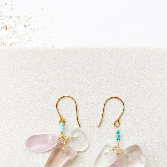 Frost quartz earrings -pink- 5枚目の画像