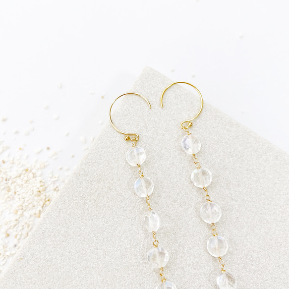 Aquacrystal chain earrings 4枚目の画像