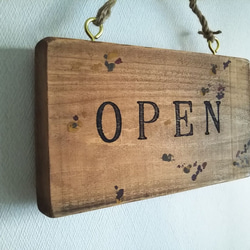 クラシック木製看板 OPEN CLOSED 吊り下げ ナチュラルブラウン ハンド