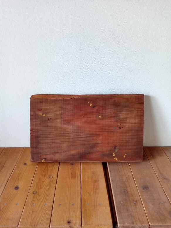 【木製看板製作】 一枚板 天然唐松 / 自然塗装 27cm×46cm シャビーペイント加工 2枚目の画像