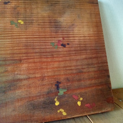 【木製看板製作】 一枚板 天然唐松 / 自然塗装 27cm×46cm シャビーペイント加工 4枚目の画像