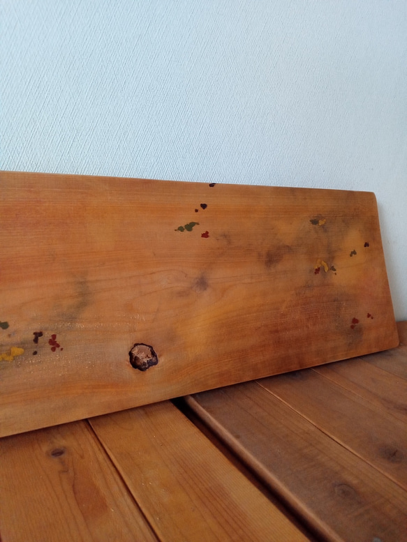 【木製看板製作】 一枚板 檜材 / 自然塗装 23cm×70cm 樹齢100年 5枚目の画像