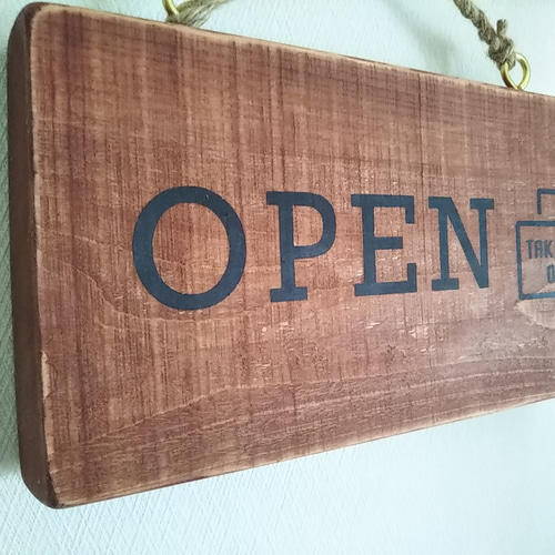 クラシック木製看板 OPEN テイクアウト 吊り下げ アンティーク クラシック木製看板 OPEN テイクアウト 吊り下げ アンティーク