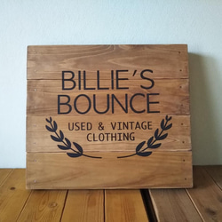 クラシック木製看板◆BILLE'S BOUNCE◆ / 自然塗装 2枚目の画像