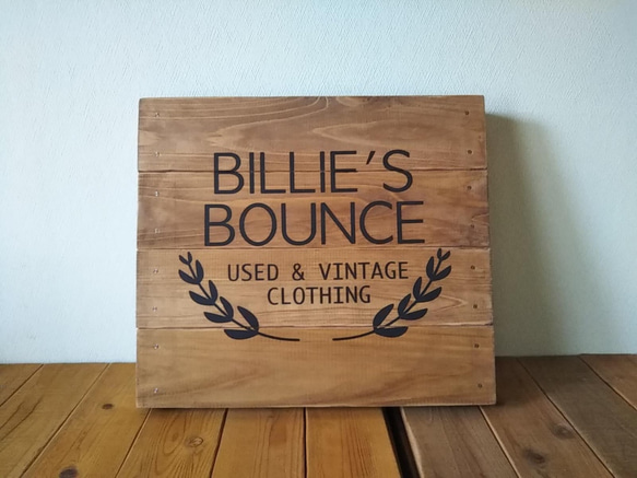 クラシック木製看板◆BILLE'S BOUNCE◆ / 自然塗装 2枚目の画像