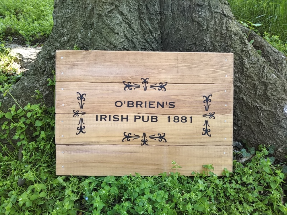 クラシック木製看板◆O'BRIEN'S IRISH PUB 1881◆ / 自然塗装