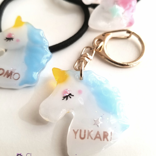 再販]ユニコーンヘアゴム・キーホルダー 名入れ 雑貨・その他 flower  