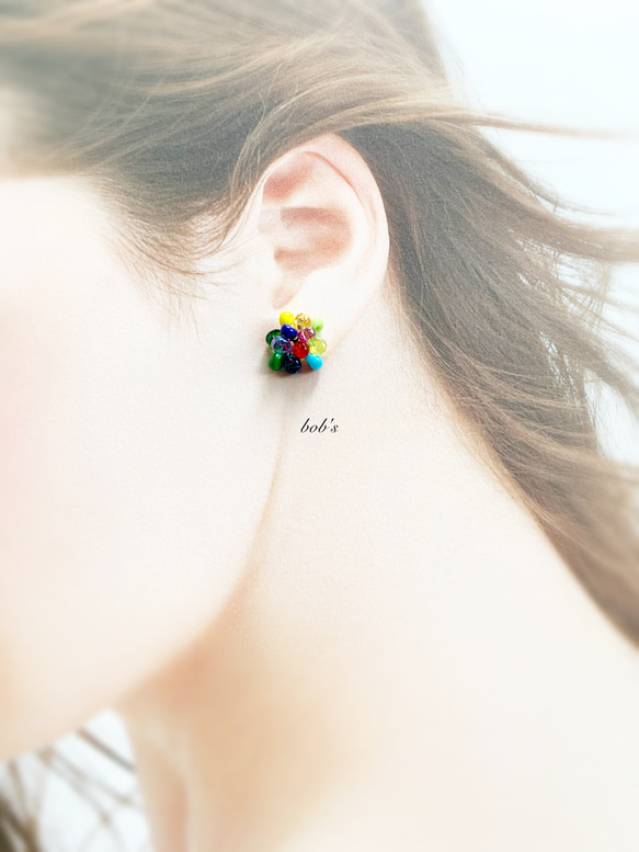 【bob's popular】マルチカラーなpierce/earring*small 2枚目の画像