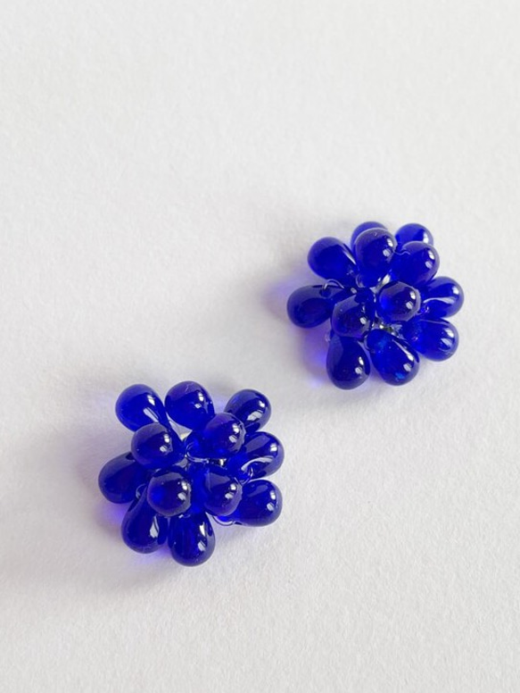 glass beads pierce/earring*コバルトブルー　 4枚目の画像