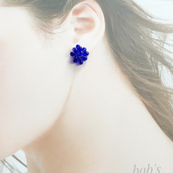 glass beads pierce/earring*コバルトブルー　 3枚目の画像