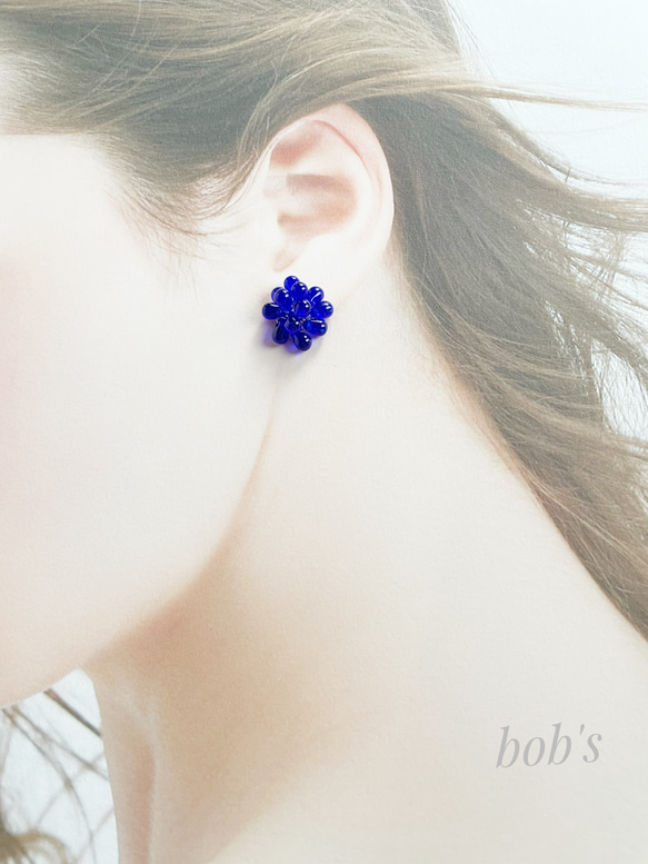 glass beads pierce/earring*コバルトブルー　 3枚目の画像