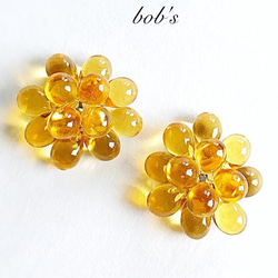 【popular】glass beads pierce/earring*トパーズ ミモザ　 1枚目の画像