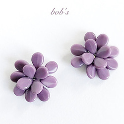 【bob's popular】flower pierce/earring*purple 1枚目の画像