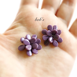 【bob's popular】flower pierce/earring*purple 3枚目の画像