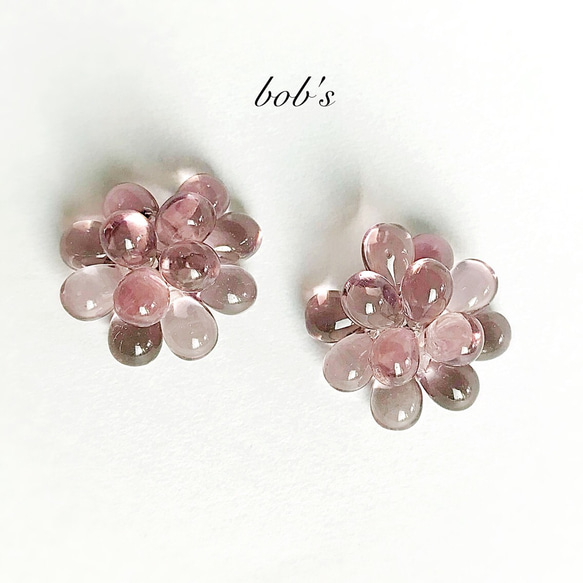 【popular】glass beads pierce/earring*ライトアメジスト　 2枚目の画像