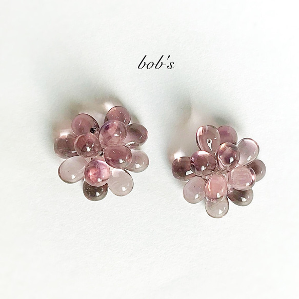 【popular】glass beads pierce/earring*ライトアメジスト　 3枚目の画像