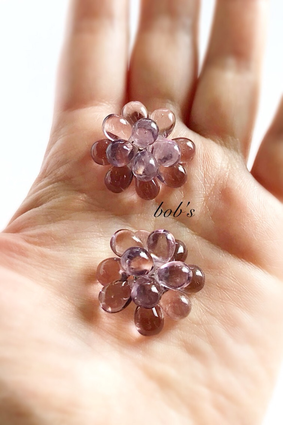 【popular】glass beads pierce/earring*ライトアメジスト　 4枚目の画像