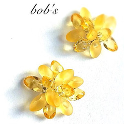 【popular】glass beads pierce/earring* yellow mix*ミモザ　*small 3枚目の画像