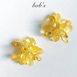 【popular】glass beads pierce/earring* yellow mix*ミモザ　*small 2枚目の画像