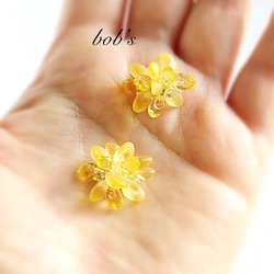 【popular】glass beads pierce/earring* yellow mix*ミモザ　*small 4枚目の画像