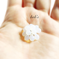 glass beads pierce/earring*White opal 4枚目の画像