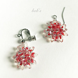 揺れるcrystal red Dahlia pierce/earring＊small 3枚目の画像