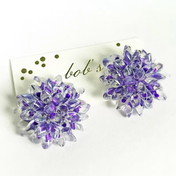 揺れるcrystal purple Dahlia pierce/earring＊large 2枚目の画像