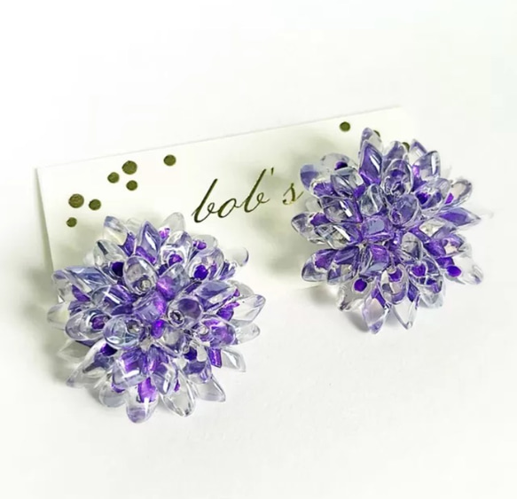 揺れるcrystal purple Dahlia pierce/earring＊large 2枚目の画像