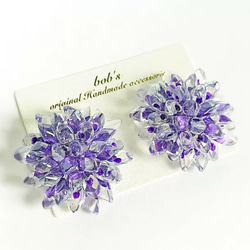 揺れるcrystal purple Dahlia pierce/earring＊large 1枚目の画像