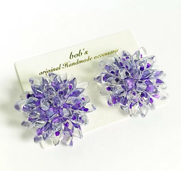 揺れるcrystal purple Dahlia pierce/earring＊large 1枚目の画像