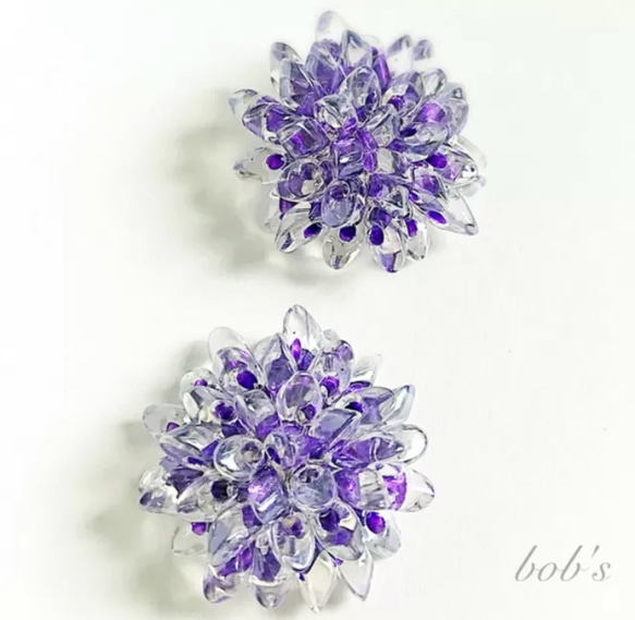 揺れるcrystal purple Dahlia pierce/earring＊large 3枚目の画像