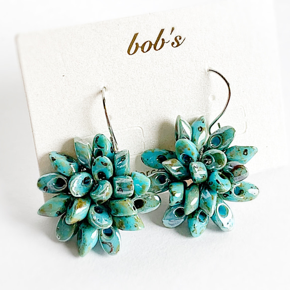 【popular】揺れるturquoise blue mixなpierce/earring　＊small 1枚目の画像