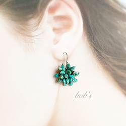 【popular】揺れるturquoise blue mixなpierce/earring　＊small 2枚目の画像