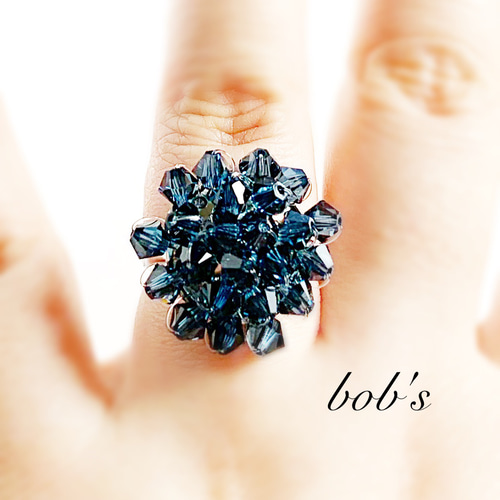 スワロフスキークリスタルフラワーring*モンタナ 紫陽花 指輪
