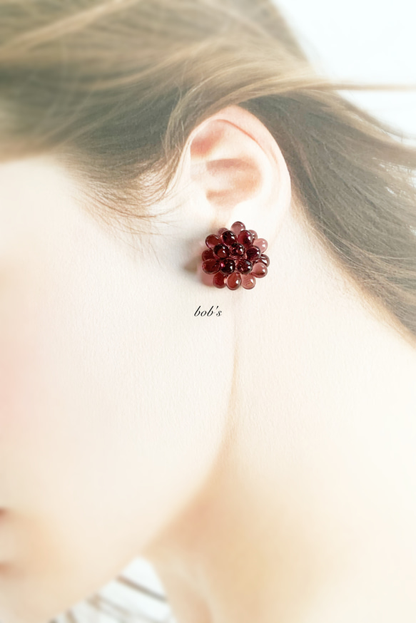 glass beads pierce/earring アメジスト　 2枚目の画像