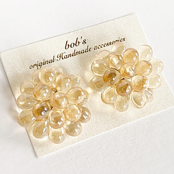 【popular】flower pierce/earring *champagne raster 1枚目の画像