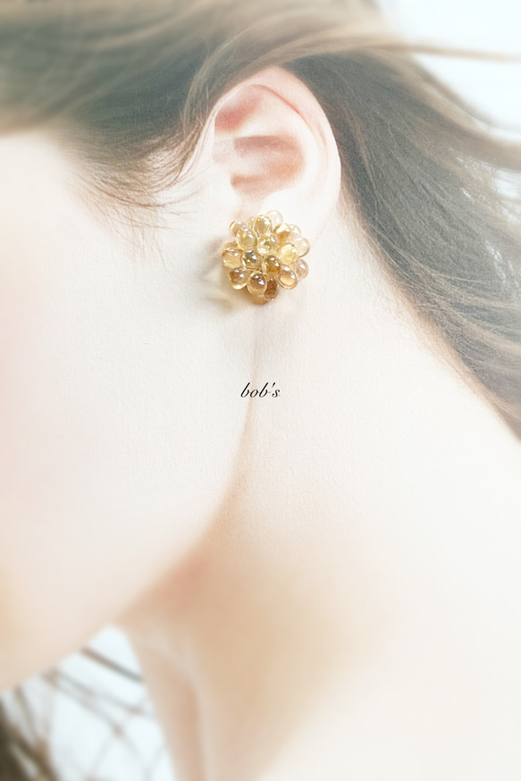 【popular】flower pierce/earring *champagne raster 2枚目の画像