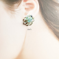 【popular】glass beads pierce/earring＊ mix aquamarine green 4枚目の画像