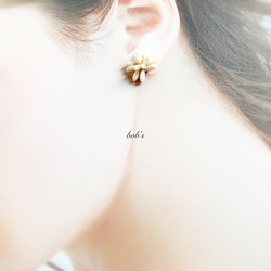 【popular】ライスドロップビーズ手編みpierce/earring オペークシャンパンラスター　 3枚目の画像