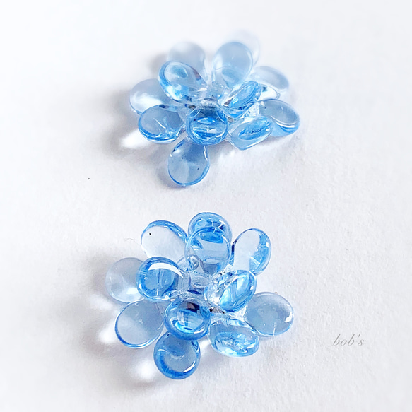 glass beads pierce/earring*Sapphire 紫陽花 1枚目の画像