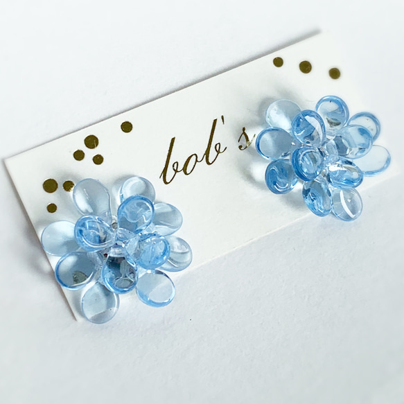 glass beads pierce/earring*Sapphire 紫陽花 4枚目の画像