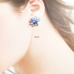 glass beads pierce/earring*Sapphire 紫陽花 2枚目の画像