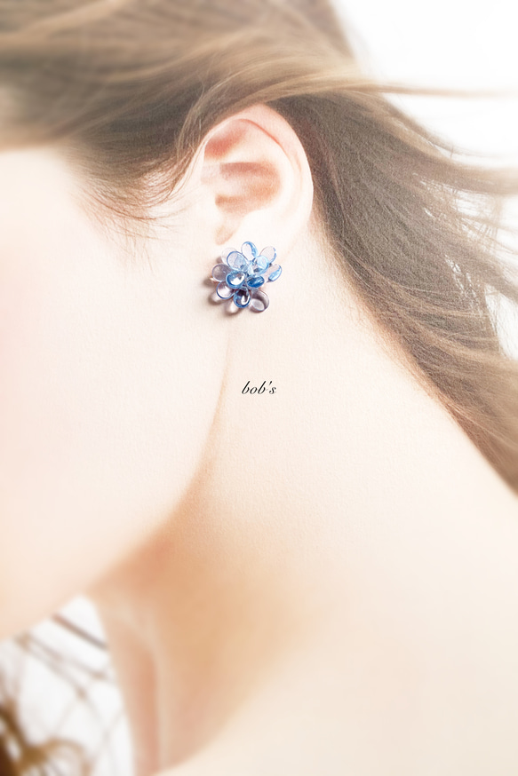 glass beads pierce/earring*Sapphire 紫陽花 2枚目の画像