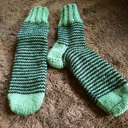手編み靴下(メリノウール入り） 1枚目の画像