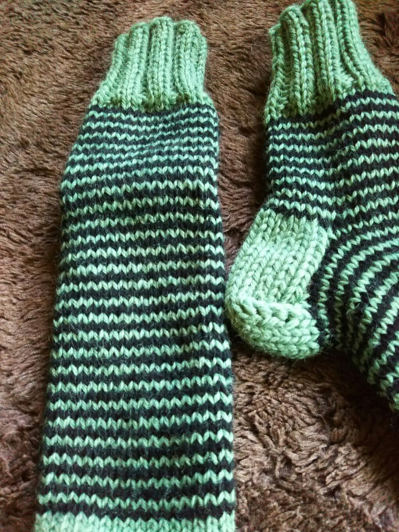 手編み靴下(メリノウール入り） 2枚目の画像