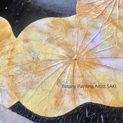 【受注制作1】【金箔満月】オシャレでユニークな蓮の葉ハッピーアート: The Beauty of Lotus Leaf 3枚目の画像