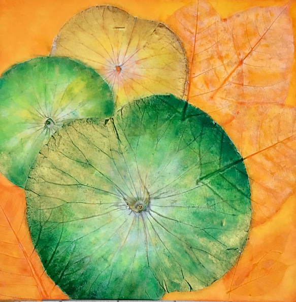 一点もの】オシャレでユニークな蓮の葉ハッピーアート: The beauty of lotus leaf. 1枚目の画像